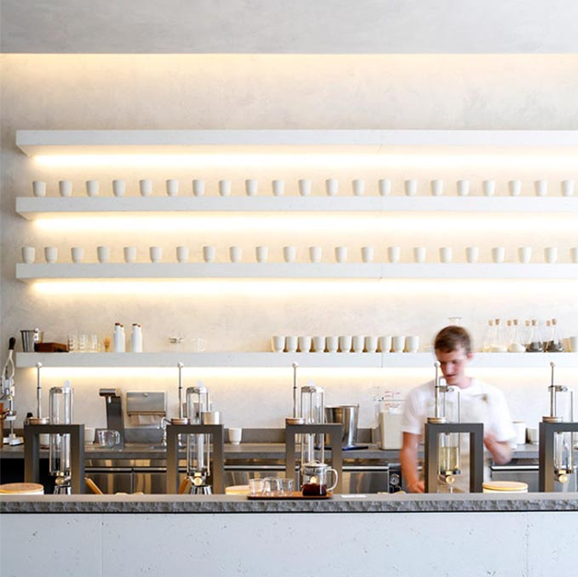 A barista at one of Samovar's retail locations