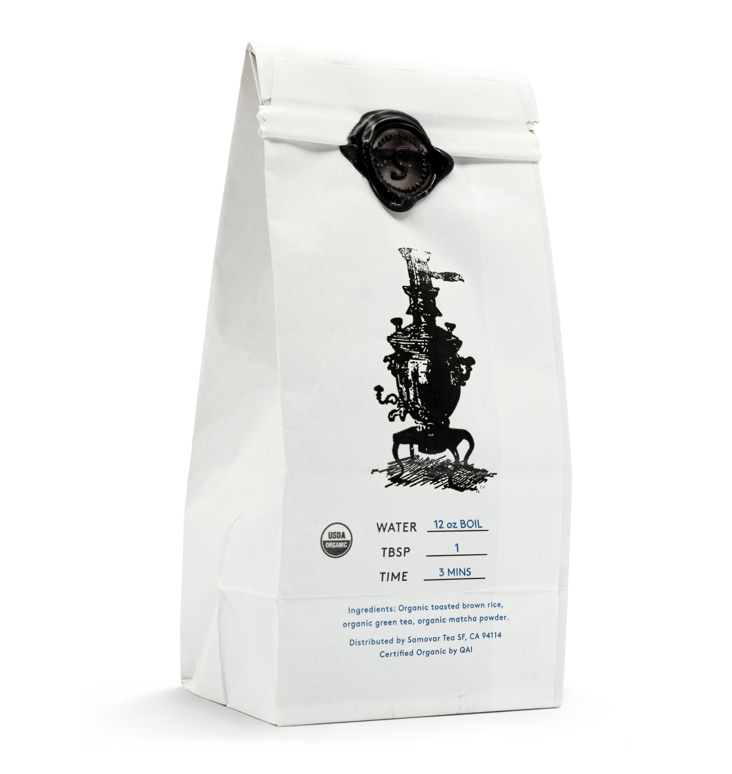 Ryokucha Tea - White Bag - Back Side View - 0202RYOKBG