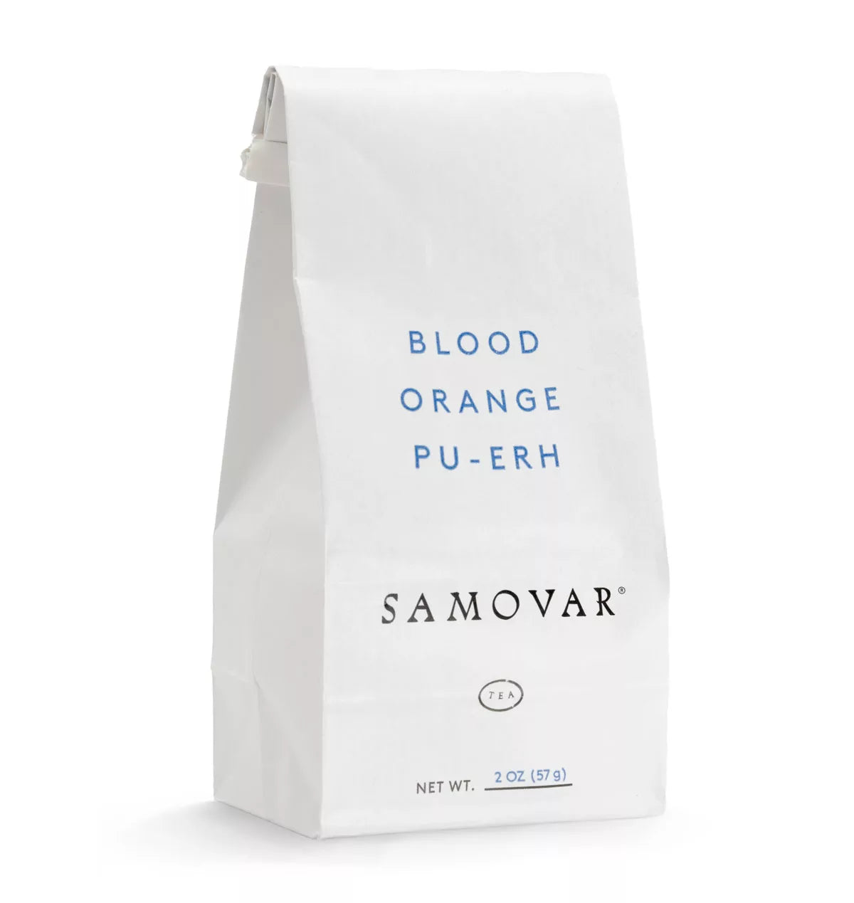A bag filled with blood orange pu-erh tea, highlighting the deep orange hue and inviting aroma of the beverage.